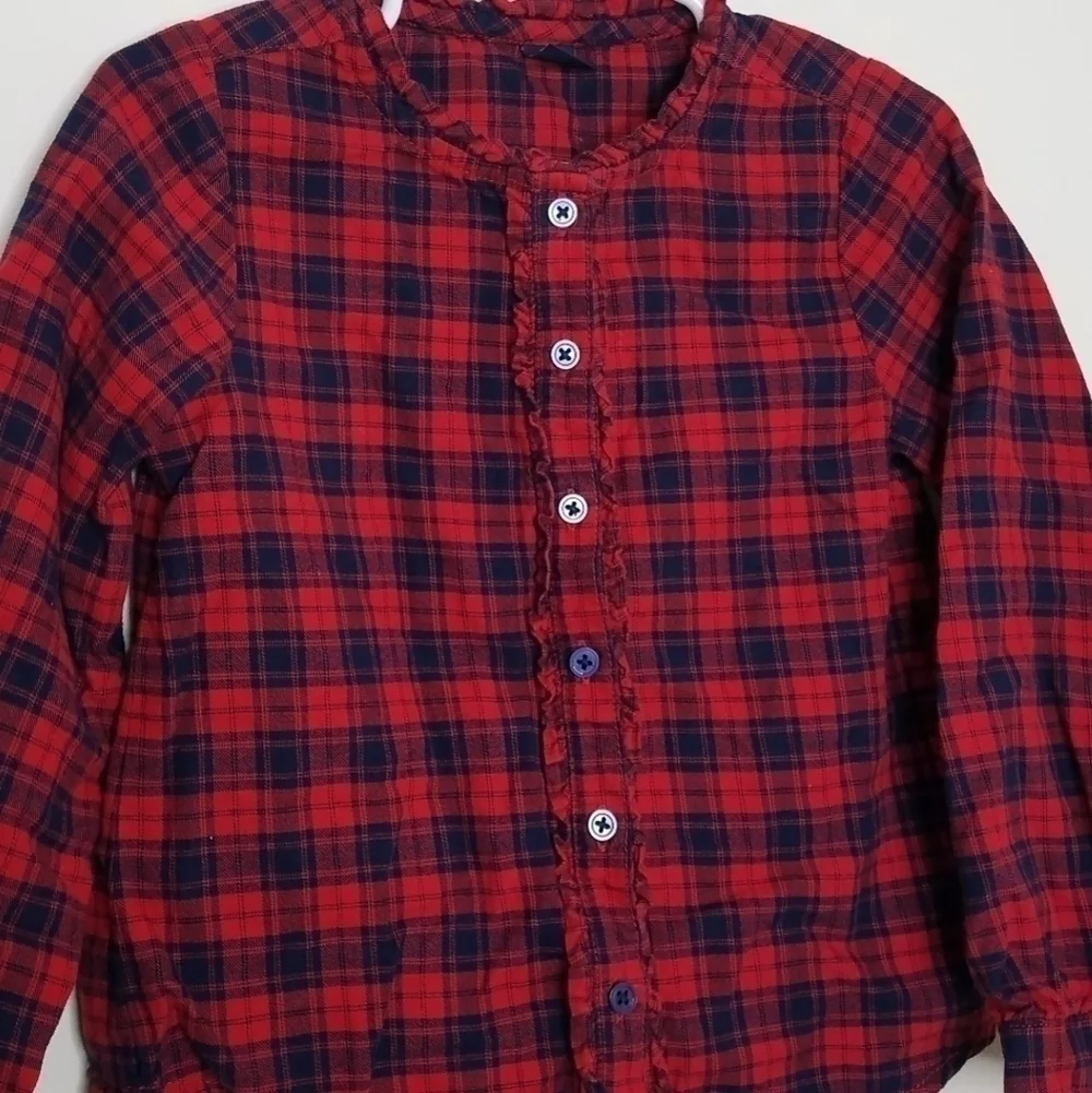 Gap Plaid Button Down Ruffle Shirt 4